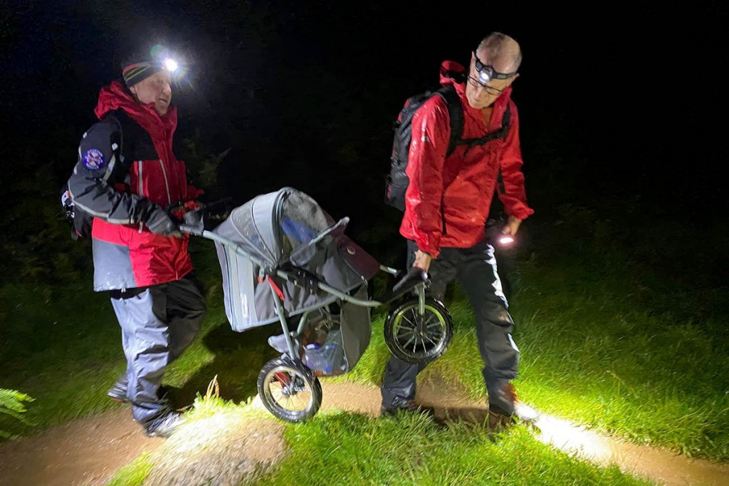 Rescuers used a dog pram on the fell. Photo: Patterdale MRT