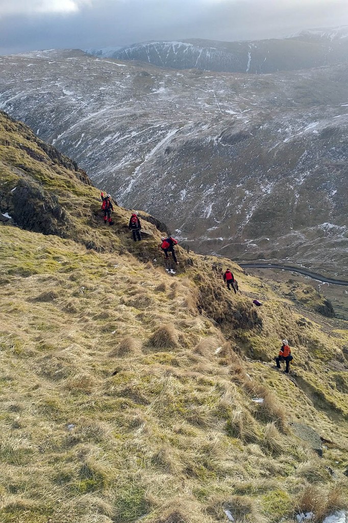 Rescuers at the scene of the incident above Kirkstone Pass. Photo: Patterdale MRT