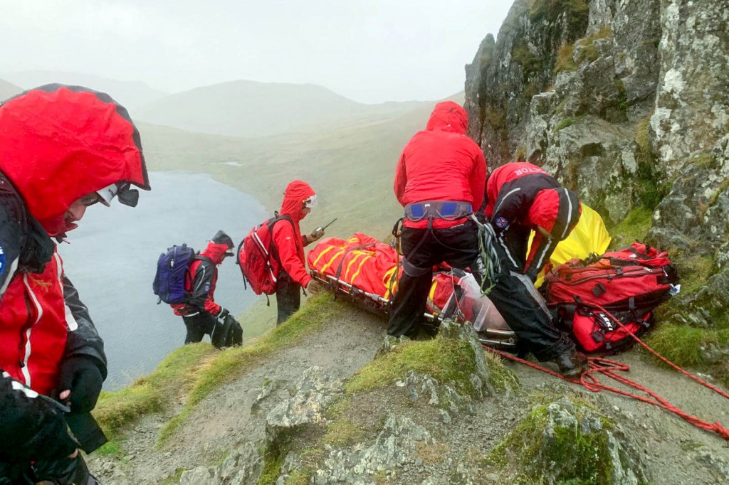 Rescuers at the scene on Striding Edge. Photo: Patterdale MRT