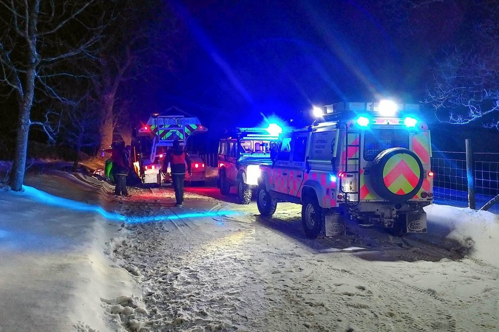 Mountain rescuers at the scene of the gritting lorry incident. Photo: Patterdale MRT
