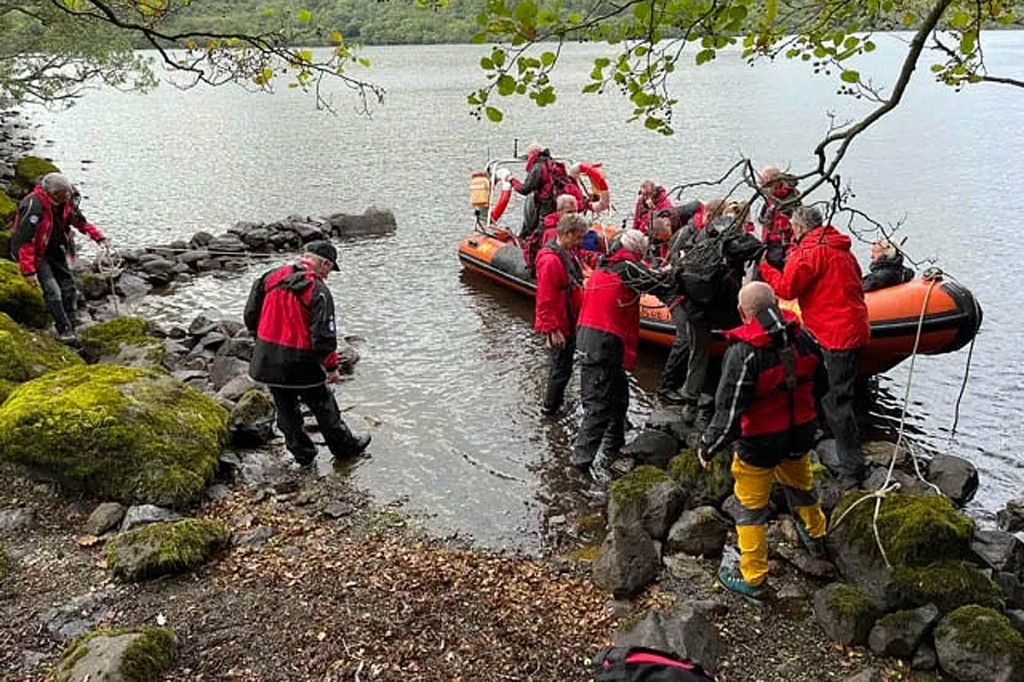 The team used its rescue boat to reach the injured walker. Photo: Patterdale MRT