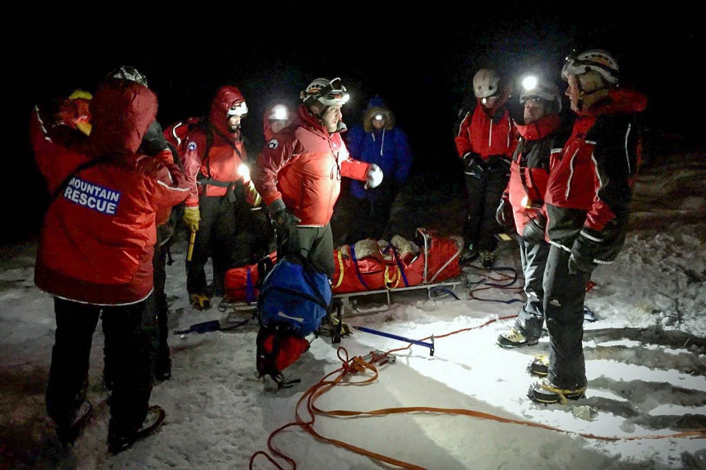 Rescuers at the scene on Dove Crag. Photo: Patterdale MRT Rescuers at the scene on Dove Crag. Photo: Patterdale MRT