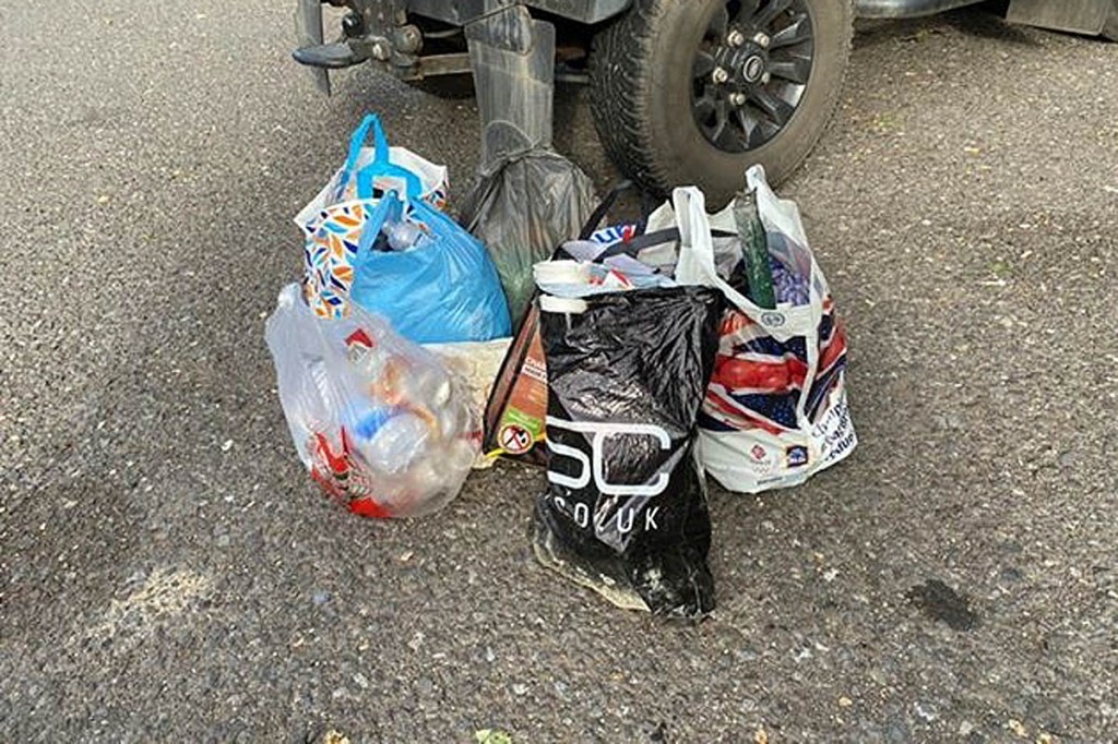 Carrier bags of litter collected by a visitor. Photo: PDNPA