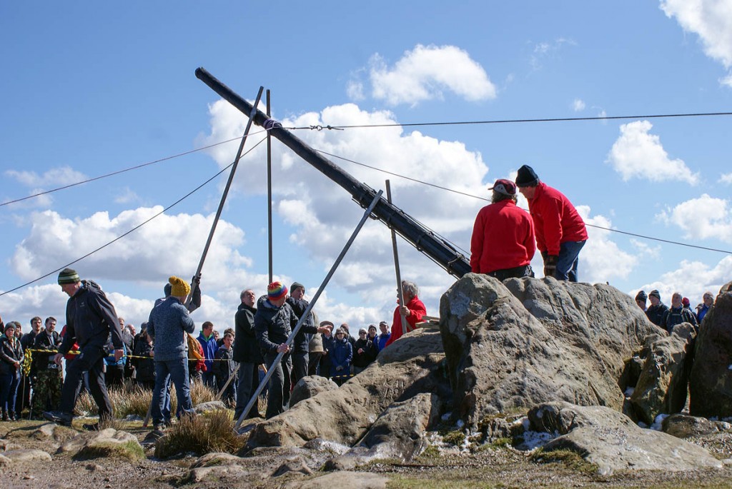 The new Stanedge Pole is lifted into place The new Stanedge Pole is lifted into place