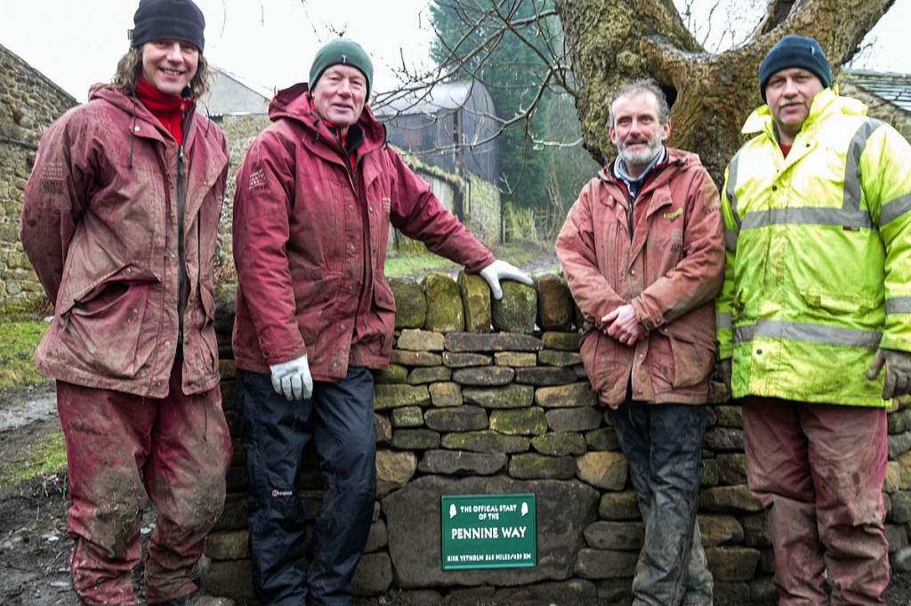 Andy Bentham, Terry Page, Martyn Sharp and Mark Priestley at the new starting point in Edale