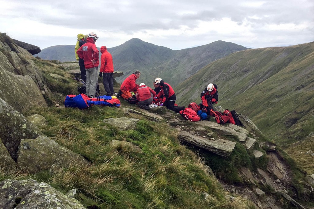 Rescuers at the scene on the fell. Photo: Penrith MRT Rescuers at the scene on the fell. Photo: Penrith MRT