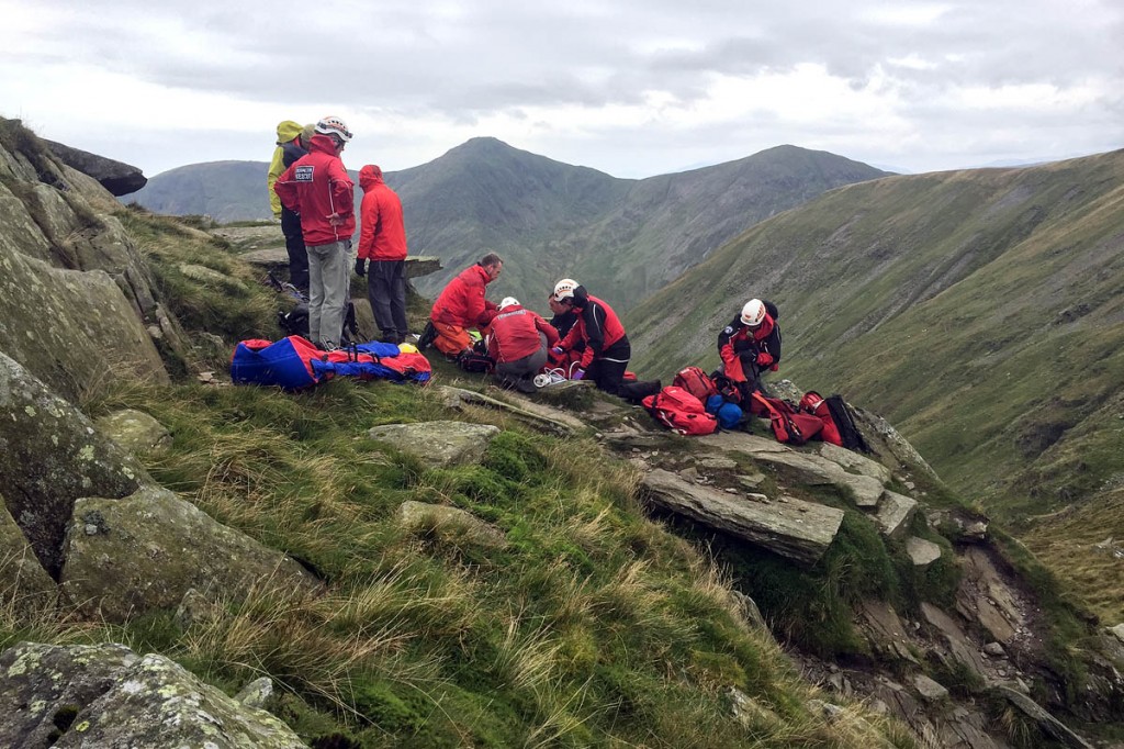 Rescuers at the scene on the fell. Photo: Penrith MRT