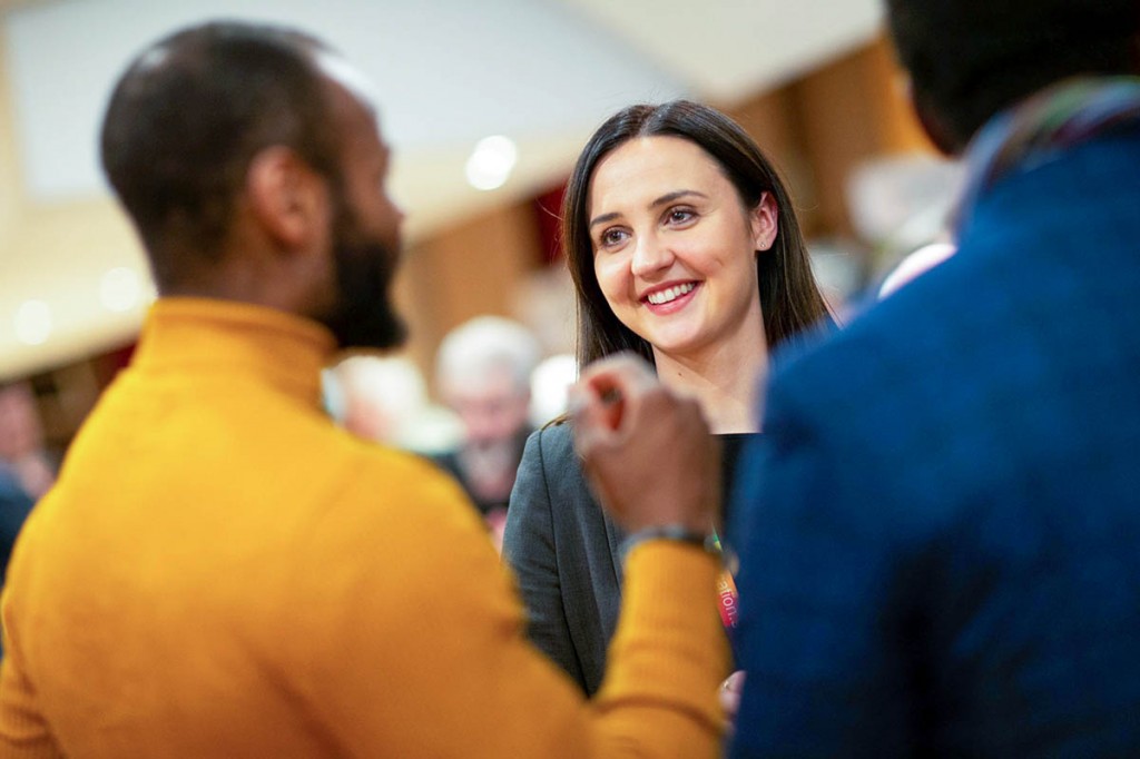 Environment minister Màiri McAllan talks to Joshua Adeyemi of Black Scottish Adventurers. Photo: Ramblers Scotland Environment minister Màiri McAllan talks to Joshua Adeyemi of Black Scottish Adventurers. Photo: Ramblers Scotland
