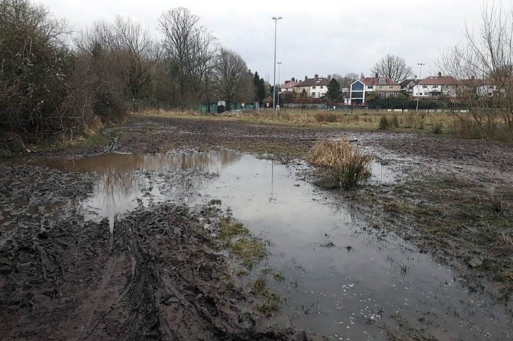 A waterlogged path in Chorlton, Manchester. Photo: Ramblers A waterlogged path in Chorlton, Manchester. Photo: Ramblers