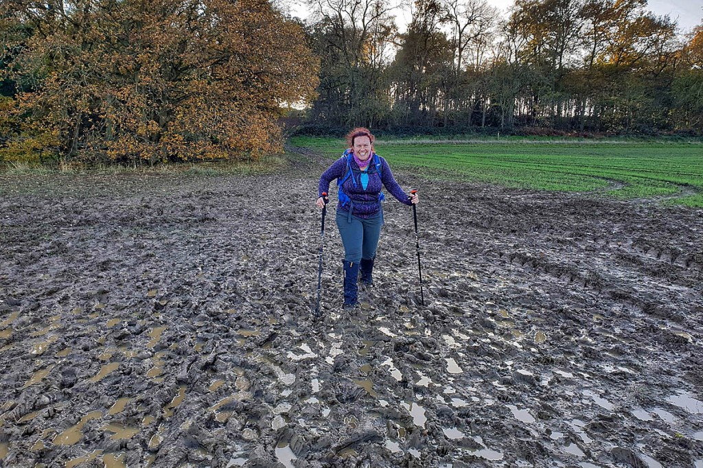 A walker negotiates a muddy path in Stamford, Lincolnshire. Photo: Ramblers A walker negotiates a muddy path in Stamford, Lincolnshire. Photo: Ramblers
