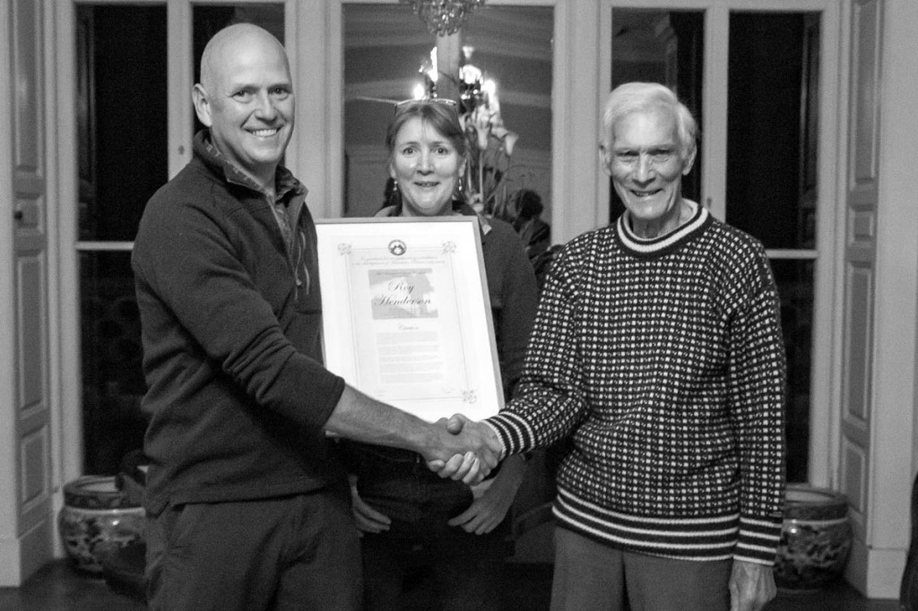 Mike Nixon, right, presents the award to Roy Henderson, with Jan Beedham. Picture: Becx Carter Mike Nixon, right, presents the award to Roy Henderson, with Jan Beedham. Picture: Becx Carter