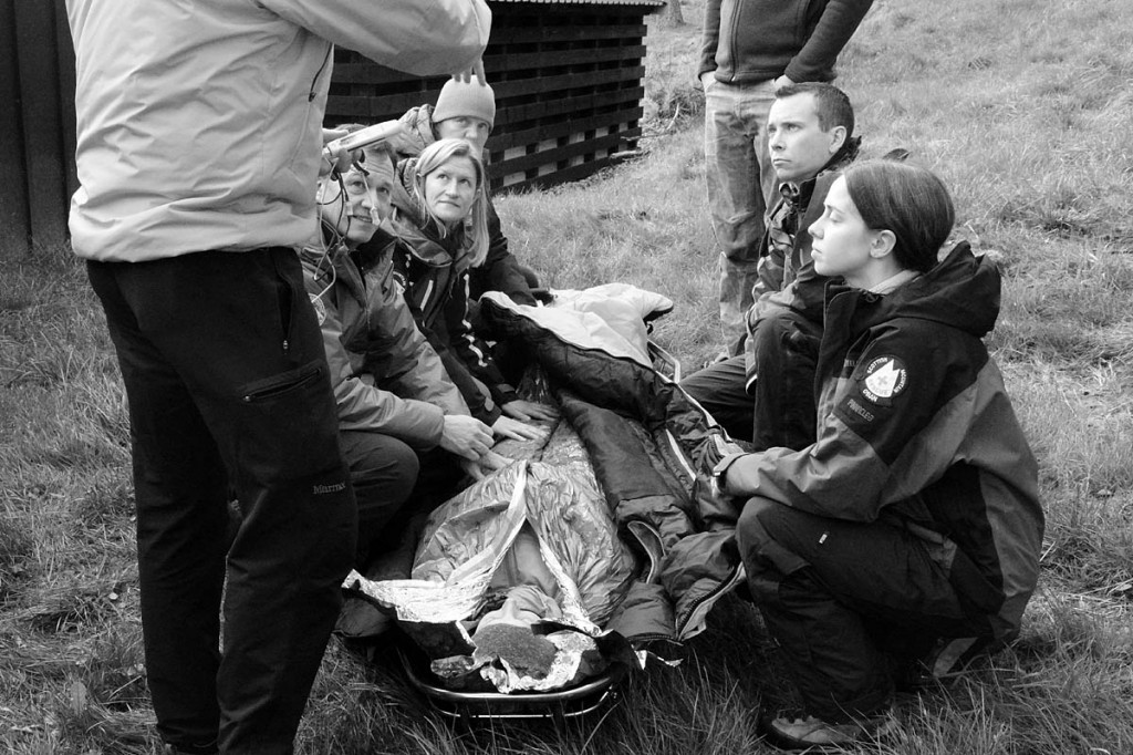 Rescuers practise their medical skills