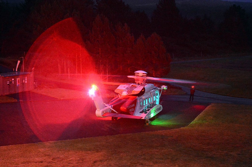 The Sikorsky S-92 prepares to take off from Glenmore Lodge