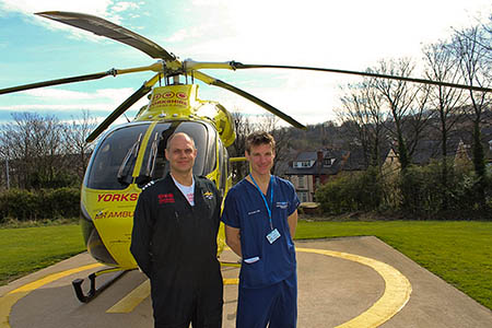 Yorkshire Air Ambulance pilot Andrew Lister, left, and Dr Stuart Reid at the existing helipad site Yorkshire Air Ambulance pilot Andrew Lister, left, and Dr Stuart Reid at the existing helipad site
