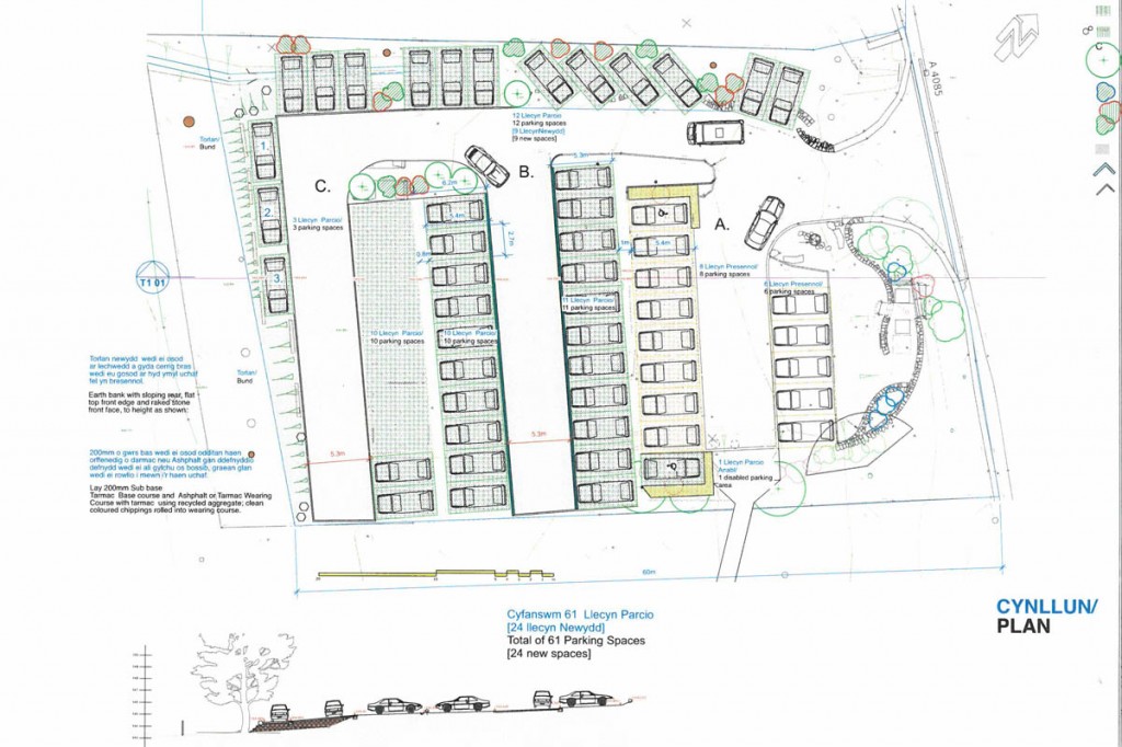 The planned layout of the car park The planned layout of the car park