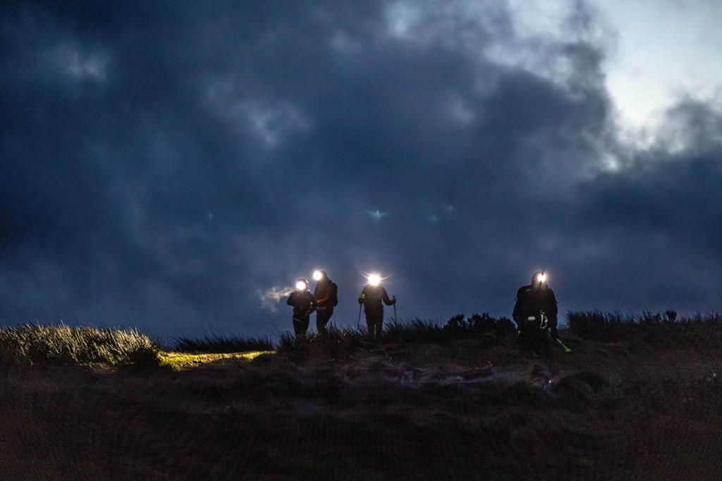 Runners in last year's Spine Race head north as night falls on the Pennine Way.  Photo: Bob Smith Photography