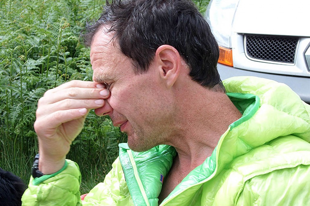 The strain shows on day six of the record attempt The strain shows on day six of the record attempt