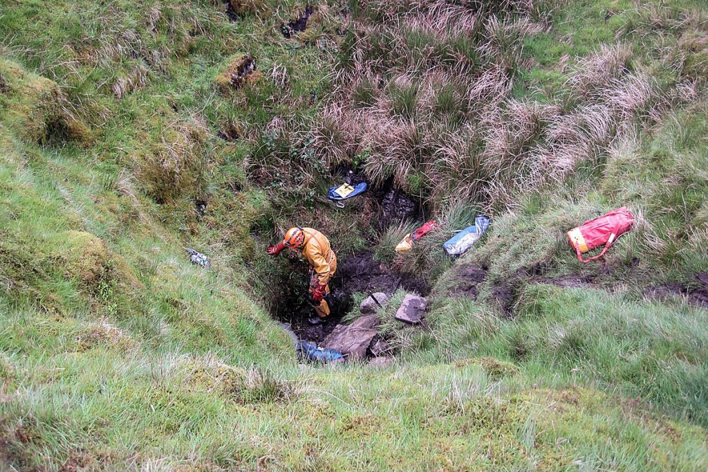 The scene on the surface at the rescue site on Fountains Fell. Photo: Swaledale MRT The scene on the surface at the rescue site on Fountains Fell. Photo: Swaledale MRT