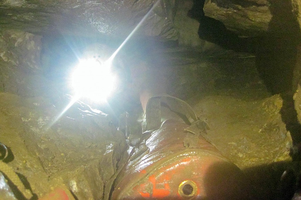 Rescuers at work in Curtain Pot. Photo: Swaledale MRT Rescuers at work in Curtain Pot. Photo: Swaledale MRT