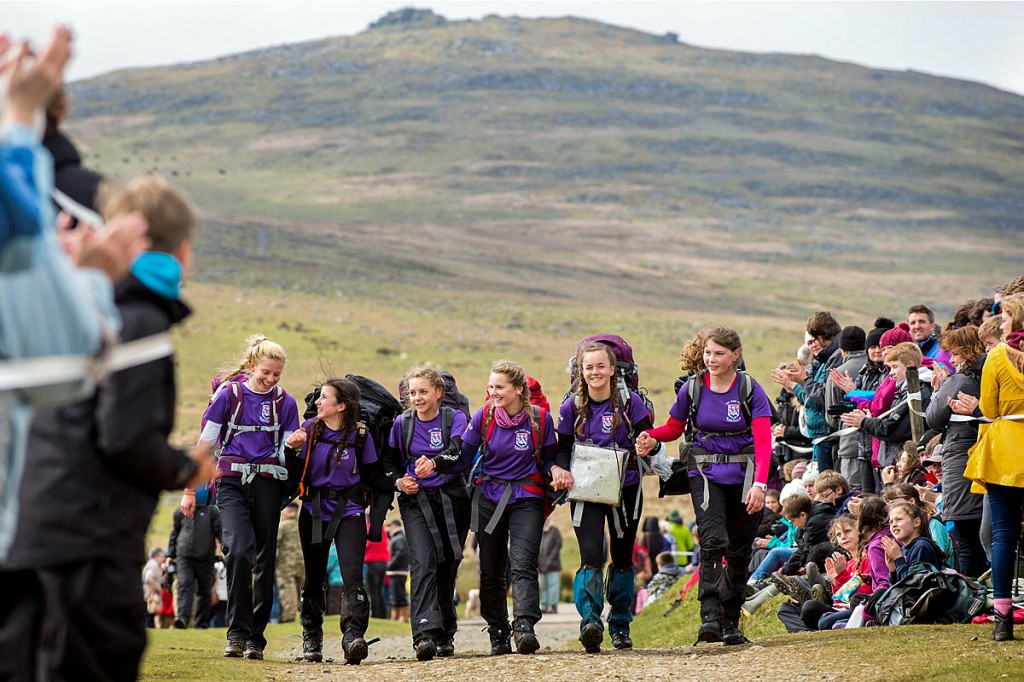 An all-female team from Torquay Girls Grammar School finishes a previous Ten Tors Challenge. Photo: Corporal Daniel Wiepen 