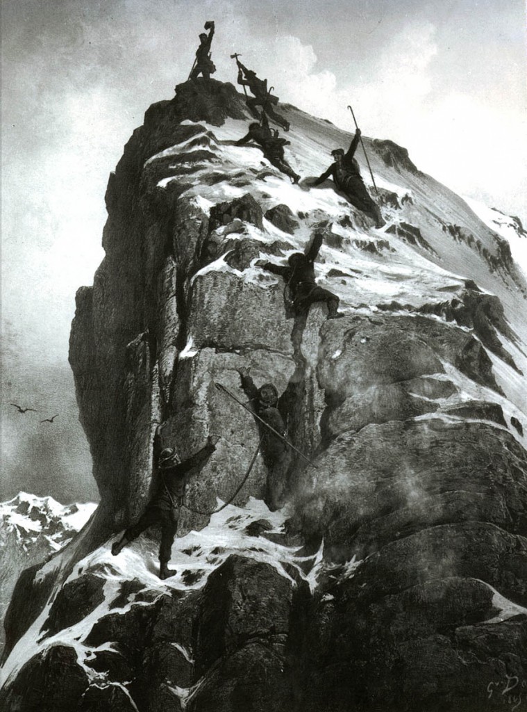 The first ascent of the Matterhorn, by Gustave Doré. Image: Zermatt Tourismus