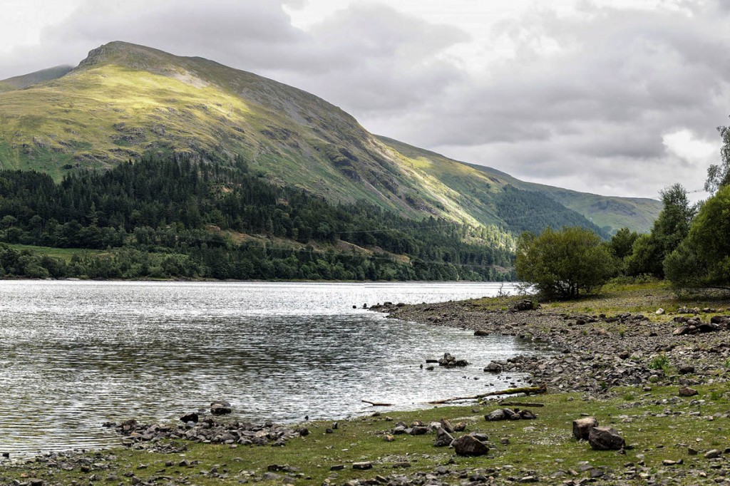 A visual impression created for the developers of how the zip wire will look from the west shore of Thirlmere. Image: Tree Top Trek