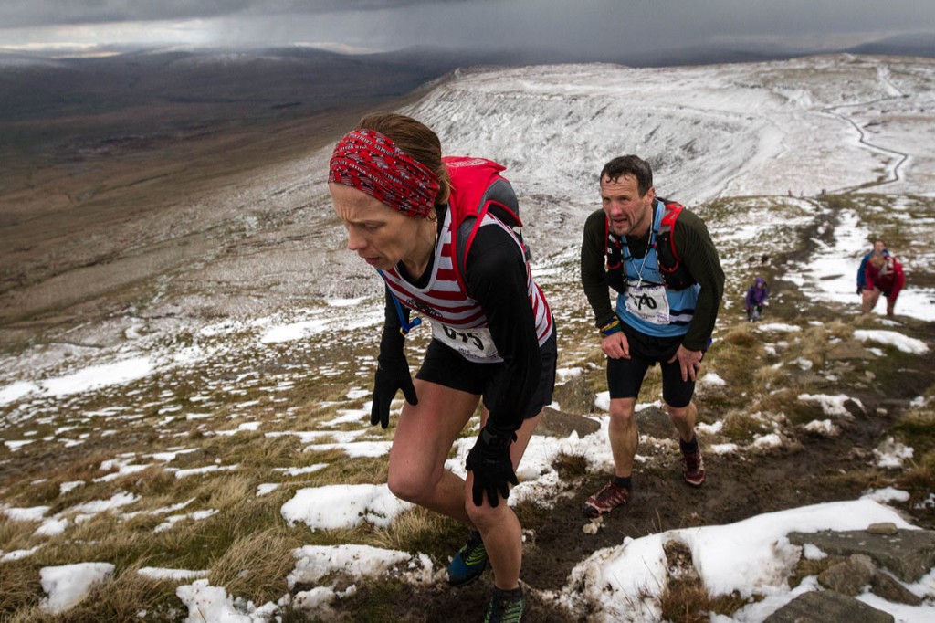 Gayle Sugden and Craig Stansfield make the climb up Swine Tail on to Ingleborough's summit Gayle Sugden and Craig Stansfield make the climb up Swine Tail on to Ingleborough's summit