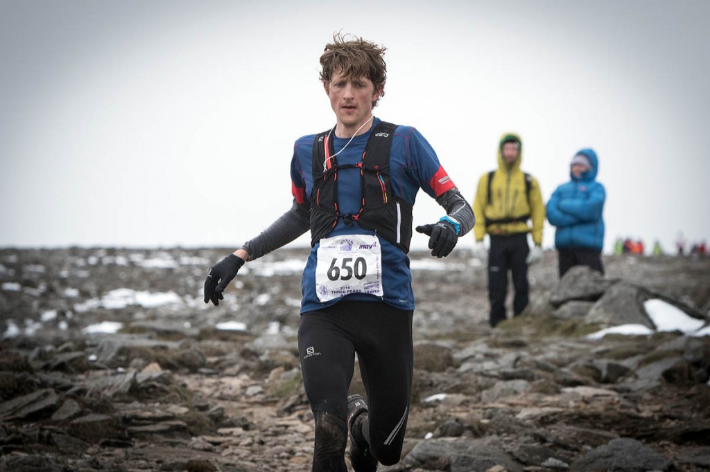 Winner Marc Lauenstein on the summit of Ingleborough