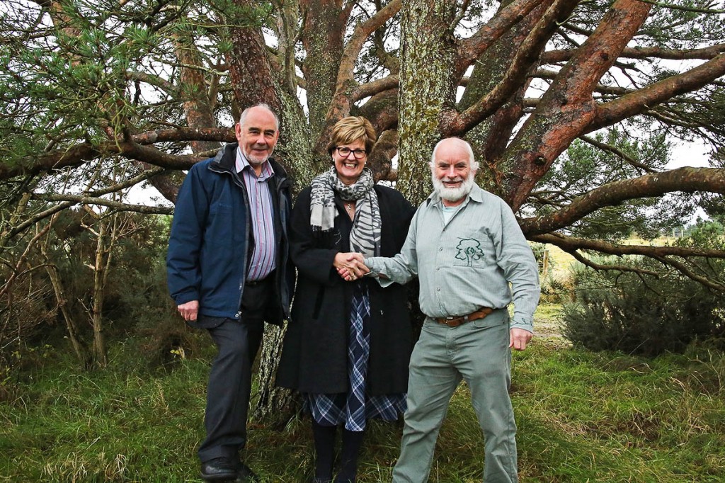 Gordon and Ena Baxter Foundation trustee George McIntyre, left, and manager Kay Jackson with Alan Watson Featherstone, executive director, Trees for Life