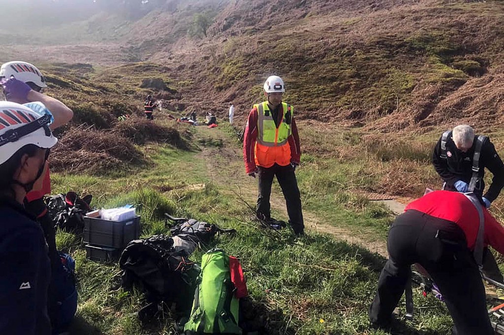 Rescuers at the site on Ilkley Moor. Photo: UWFRA Rescuers at the site on Ilkley Moor. Photo: UWFRA