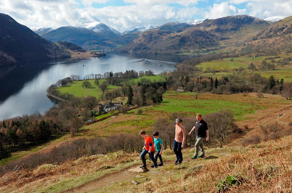 Walkers on the Ullswater Way at Gowbarrow. Photo: Val Corbett Walkers on the Ullswater Way at Gowbarrow. Photo: Val Corbett