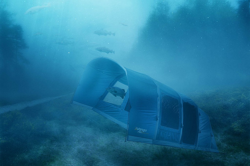 A simulation of a coastal camp under water. Image: MadeBrave