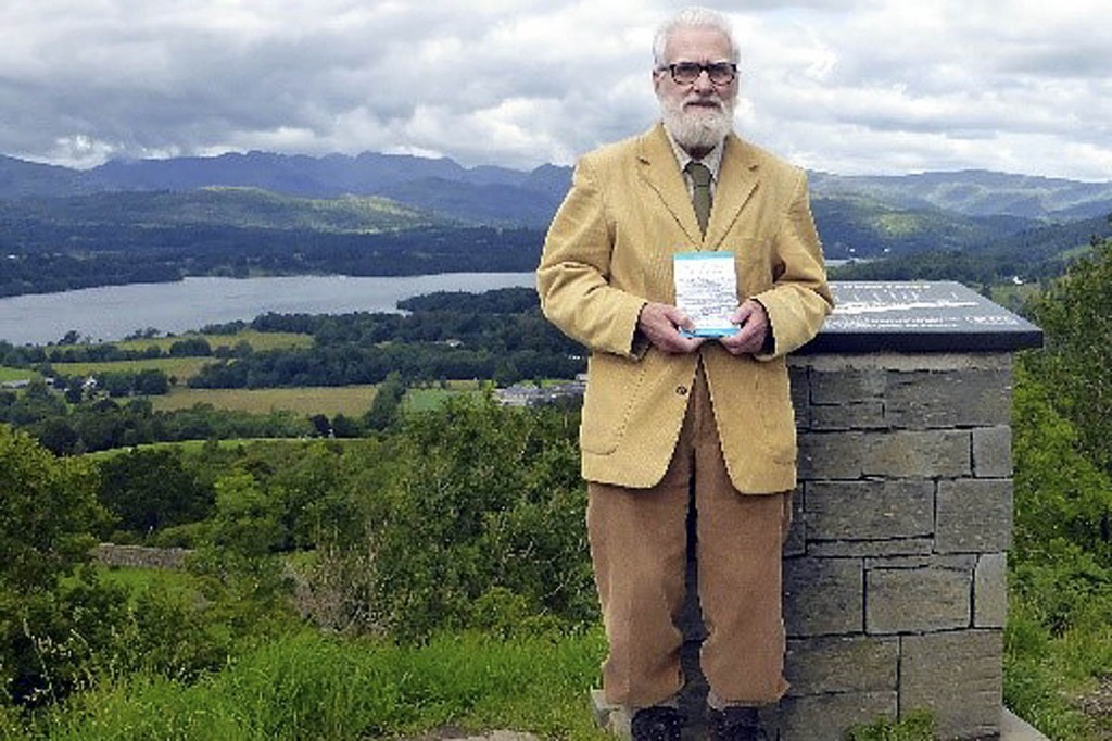 Chris Jesty stands with a copy of his revised book on Orrest Head Chris Jesty stands with a copy of his revised book on Orrest Head