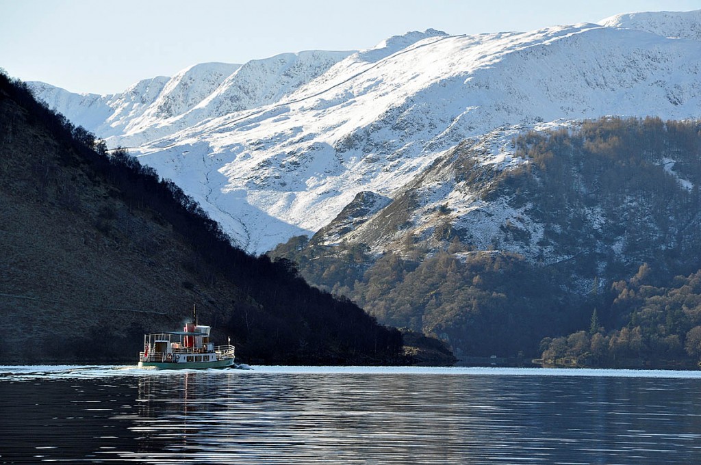 The winning picture of the steamer and wintry Helvellyn Range. Photo: Jeff Coates