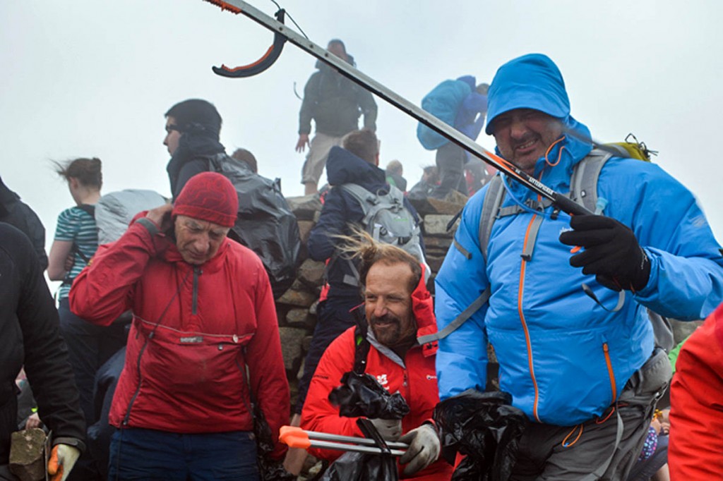 Some of the litter pickers in action on Scafell Pike