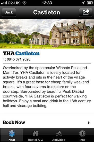 The YHA iPhone app gives information about hostels The YHA iPhone app gives information about hostels