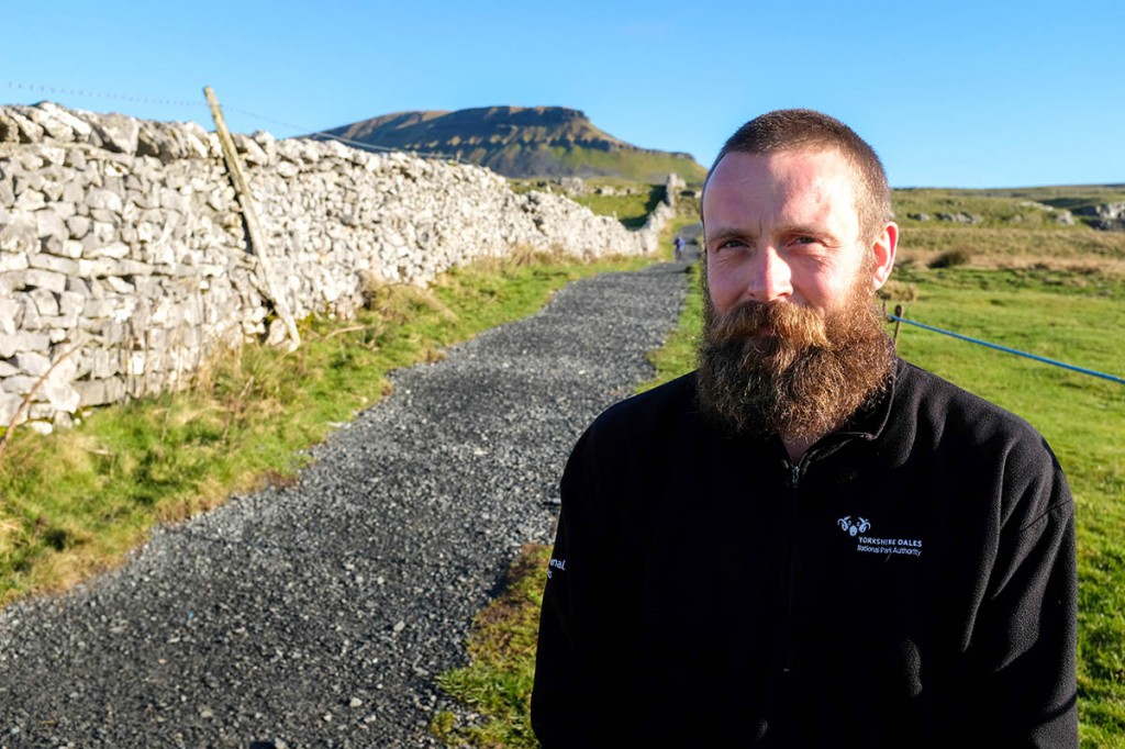 Ranger Thomas Andrews at the site where repairs have been carried out. Photo: YDNPA Ranger Thomas Andrews at the site where repairs have been carried out. Photo: YDNPA