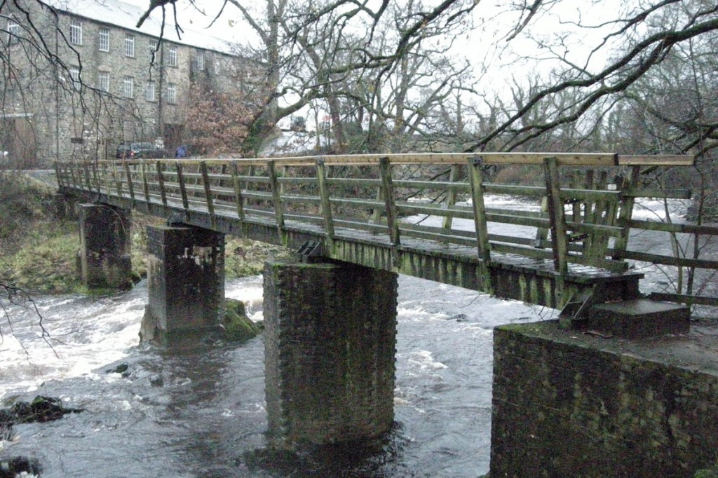 The Birks Mill bridge before it was demolished by flood water. Photo: Yorkshire Dales NPA The Birks Mill bridge before it was demolished by flood water. Photo: Yorkshire Dales NPA