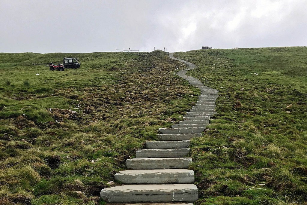 The new steps on the slopes of Pen-y-ghent. Photo: Yorkshire Dales NPA