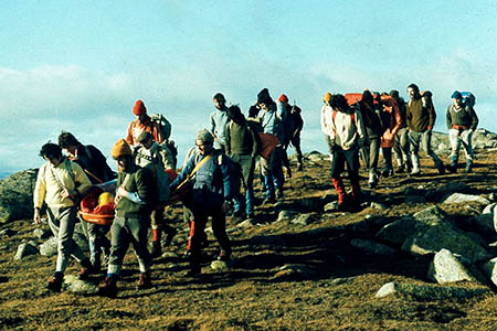 Team members training on Lochnagar in the early years Team members training on Lochnagar in the early years