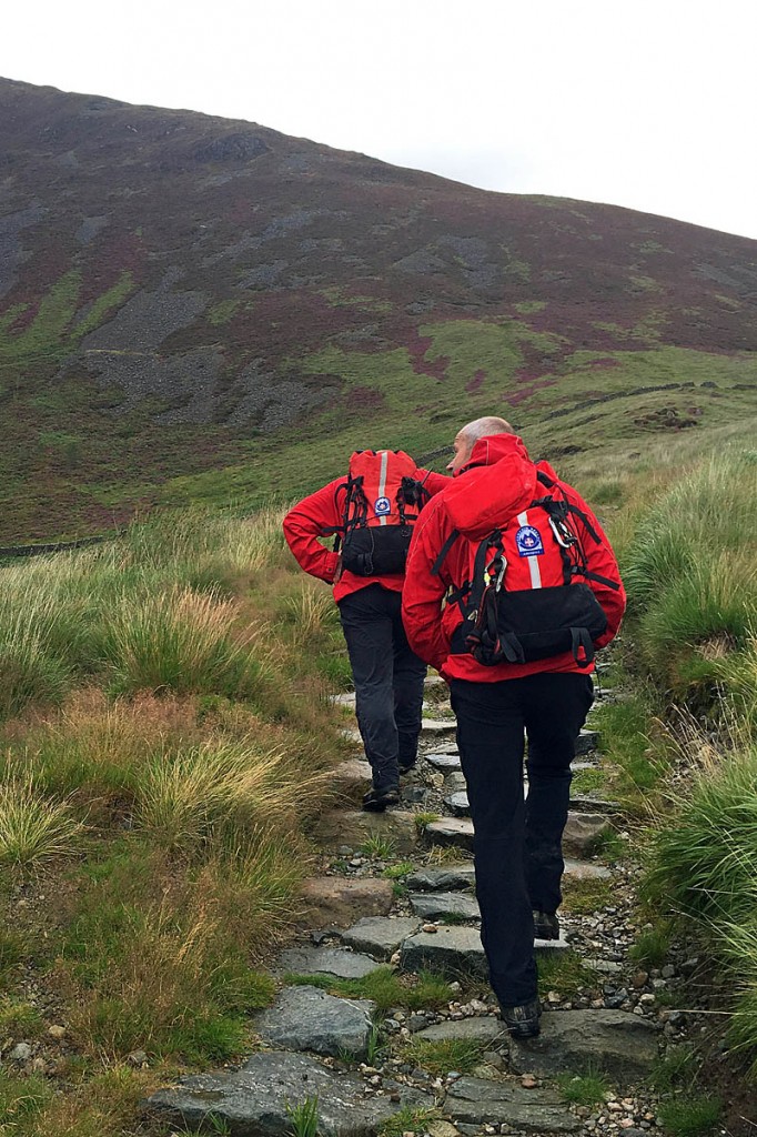 Rescuers make their way up Cadair Idris to find the walkers. Photo: Aberdyfi SRT Rescuers make their way up Cadair Idris to find the walkers. Photo: Aberdyfi SRT