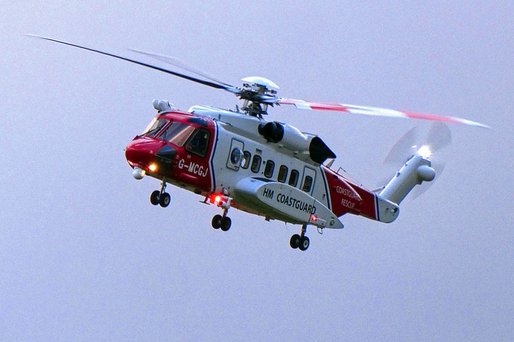 The Caernarfon Coastguard helicopter airlifted the injured walker to hospital. Photo: Aberdyfi SRT