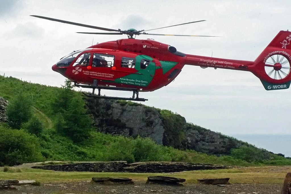 The Wales Air Ambulance at the scene of the Blue Lake incident. Photo: Aberdyfi SRT