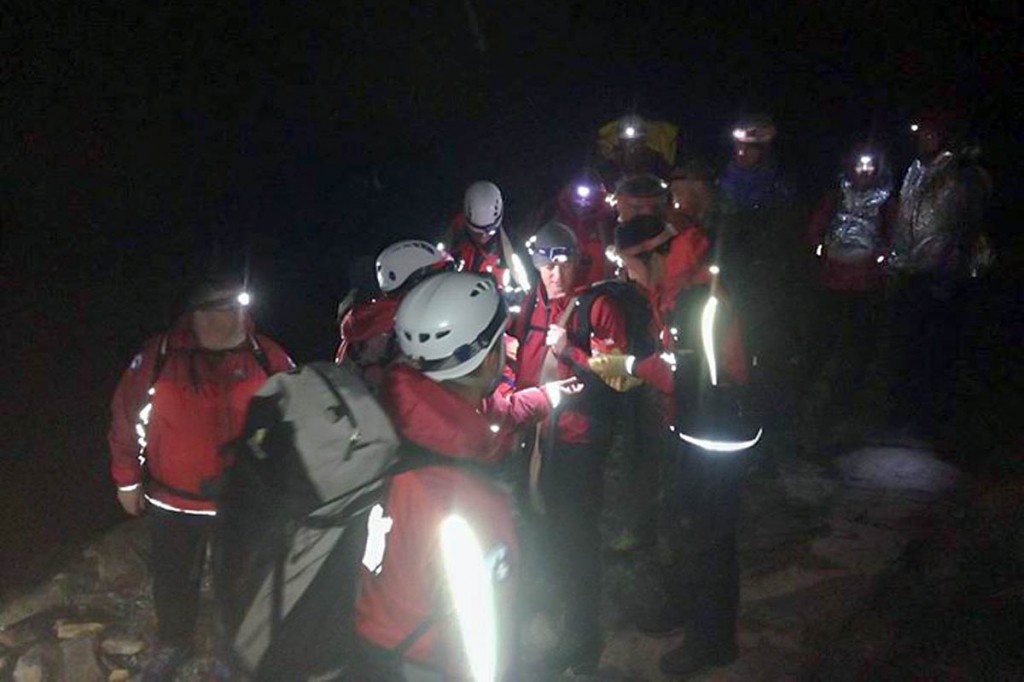 Rescuers at the scene on Snowdon. Photo: Aberglaslyn MRT Rescuers at the scene on Snowdon. Photo: Aberglaslyn MRT