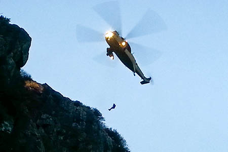 The RAF Sea King in action during the rescue of a climber at Tremadog. Photo: Aberglaslyn MRT The RAF Sea King in action during the rescue of a climber at Tremadog. Photo: Aberglaslyn MRT