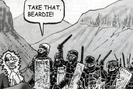 From the latest The Angry Corrie cover: police mistake a mountain marathon camp for protestors From the latest The Angry Corrie cover: police mistake a mountain marathon camp for protestors