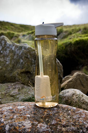 The Eco Vessel Aqua Vessel Ultra Lite filled with murky stream water The Eco Vessel Aqua Vessel Ultra Lite filled with murky stream water