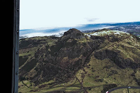 The view of Arthur's Seat from the Royal Navy Sea King. Photo: Royal Navy The view of Arthur's Seat from the Royal Navy Sea King. Photo: Royal Navy