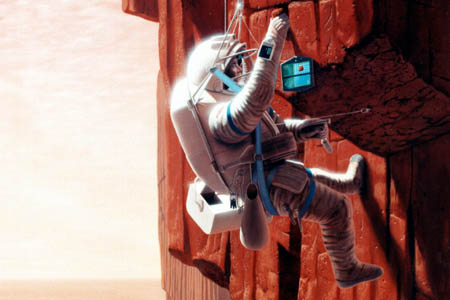 How a climber might tackle Olympus Mons. Artwork for NASA by Pat Rawlings, of SAIC How a climber might tackle Olympus Mons. Artwork for NASA by Pat Rawlings, of SAIC