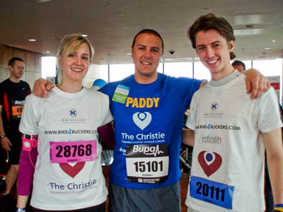 Christian and Tom's sister Jennifer meet comedian Paddy McGuinness after the Manchester run Christian and Tom's sister Jennifer meet comedian Paddy McGuinness after the Manchester run